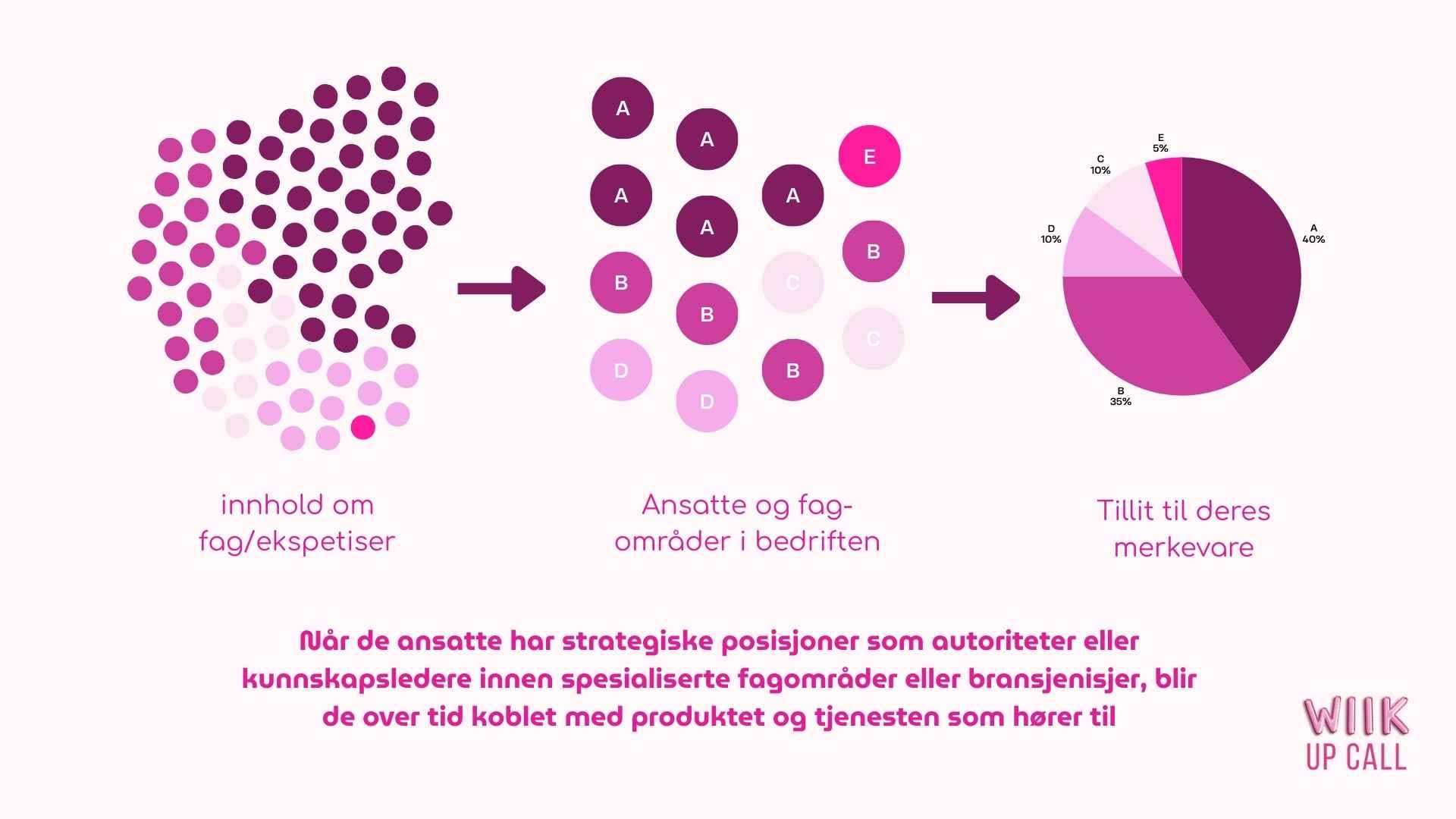Modell som viser hvordan strategisk ambassadørprogram på LinkedIn bygger tankelederposisjon og tillit til bedriftens merkevare